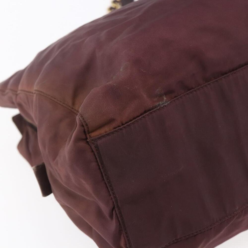PRADA Chain Tote Bag Nylon Bordeaux Gold Auth ar13821 - Picture 16 of 16